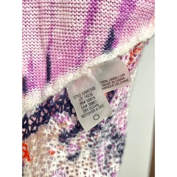 Elie Tahari Linen Cardigan with bright floral print women’s size small - Picture 6 of 7